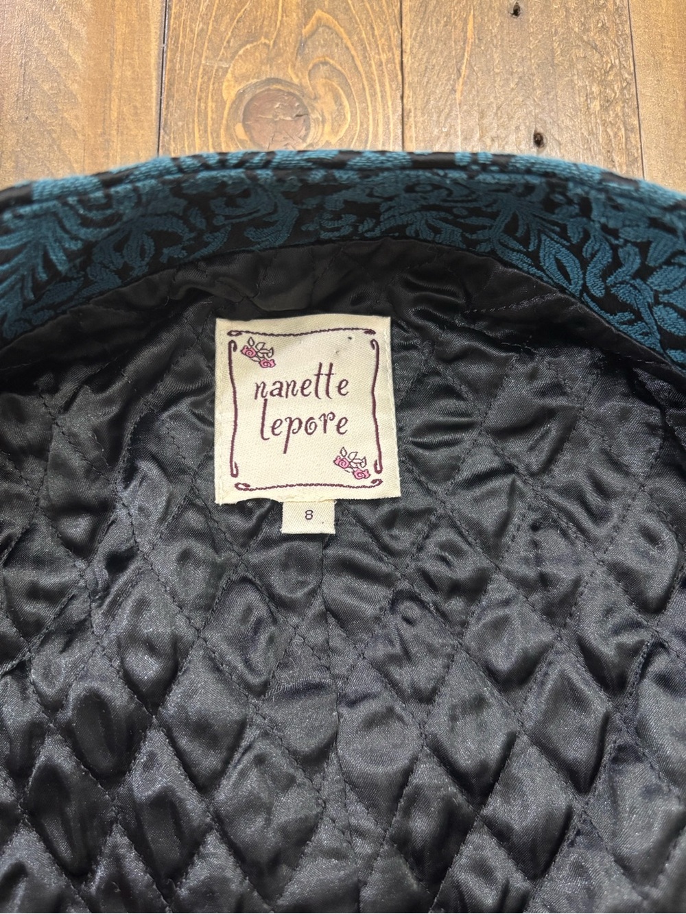 Nanette Lepore Y2K Vintage Brushstroke Brocade Coat in Teal and Black - Picture 4 of 8